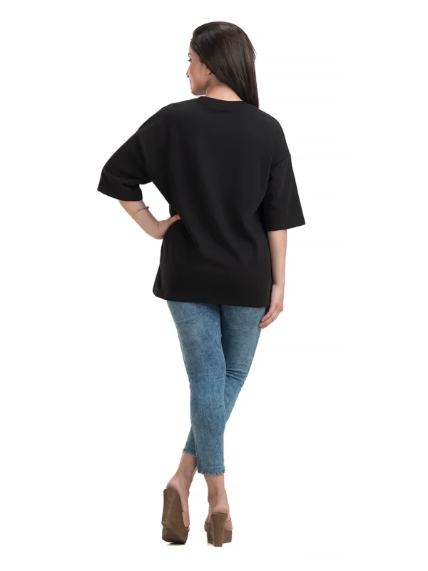 Women's Black Oversized Cotton Terry T-Shirt - Image 4