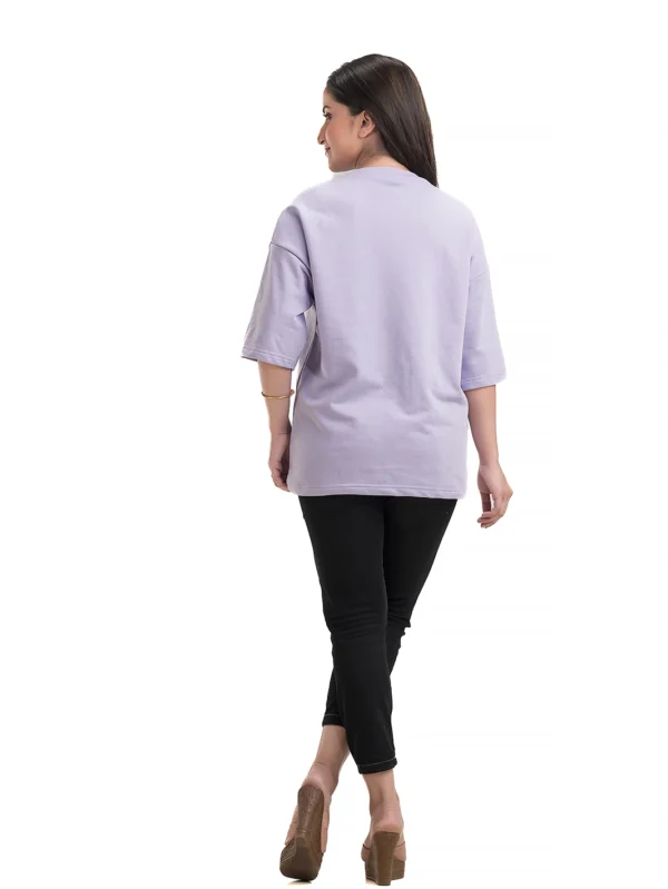 Women's Lavender Oversized Cotton Terry T-Shirt - Image 4