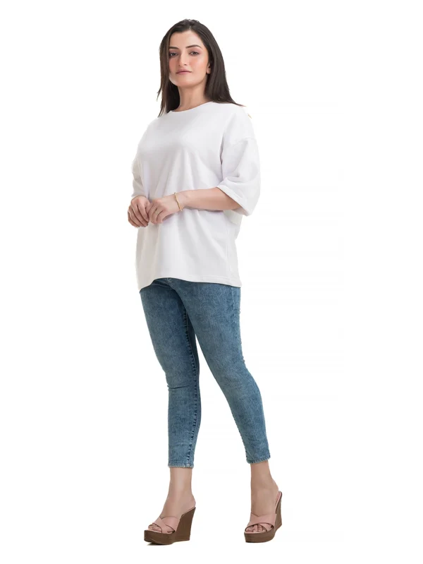 Women's White Oversized Cotton Terry T-Shirt - Image 6