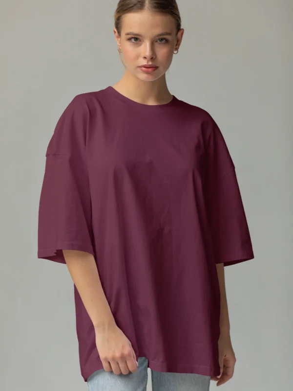 Women’s Maroon Oversized T-shirt - Image 1