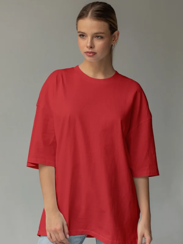 Womens Red Oversized T-shirt_01