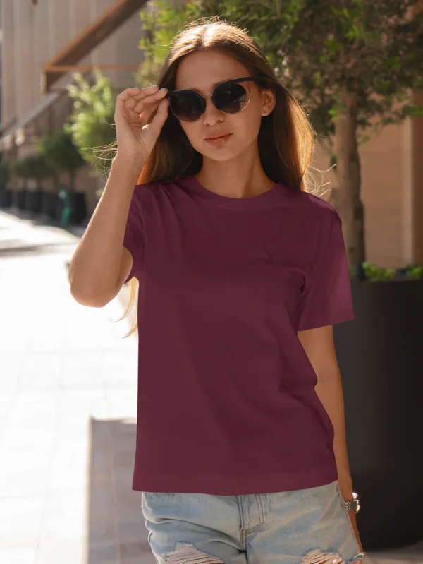 Women’s Maroon Classic T-shirt - Image 1