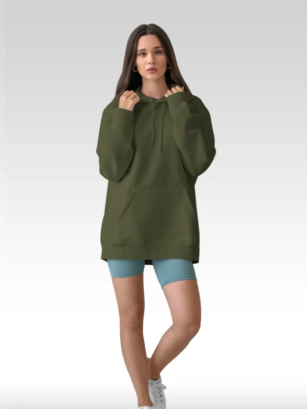 Women’s Solid Olive Hoodie - Image 4