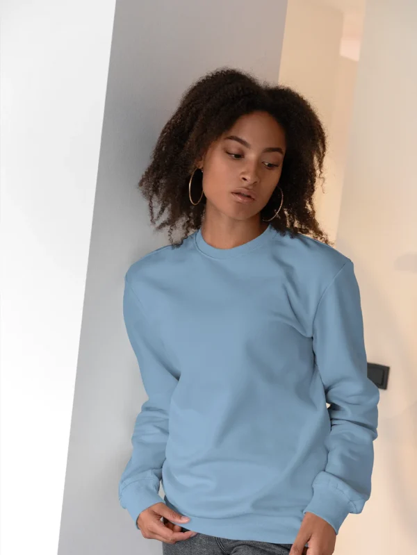 Women’s Solid Baby Blue Sweatshirt - Image 3