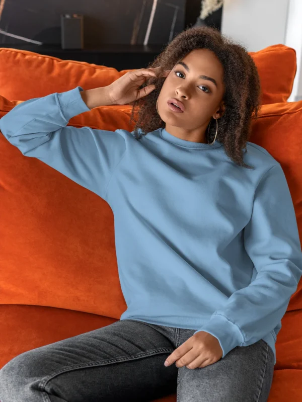 Women’s Solid Baby Blue Sweatshirt - Image 1