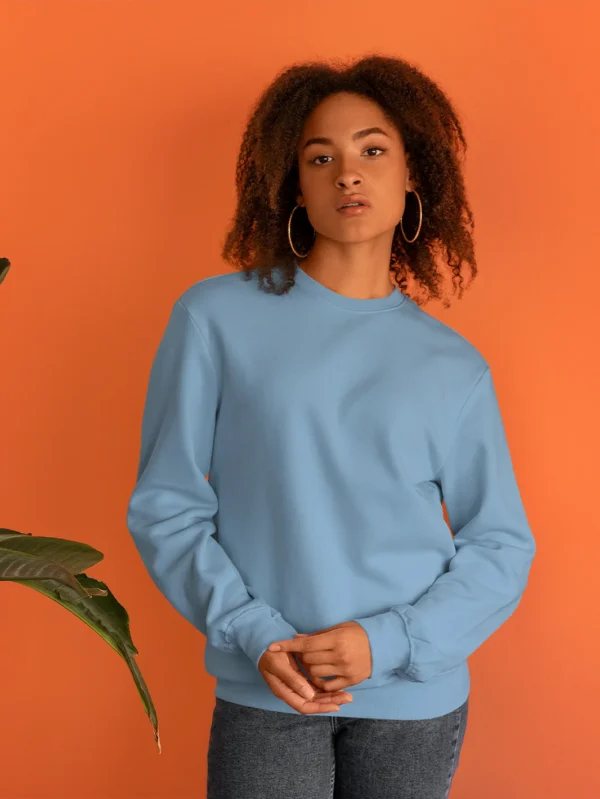 Women’s Solid Baby Blue Sweatshirt - Image 2