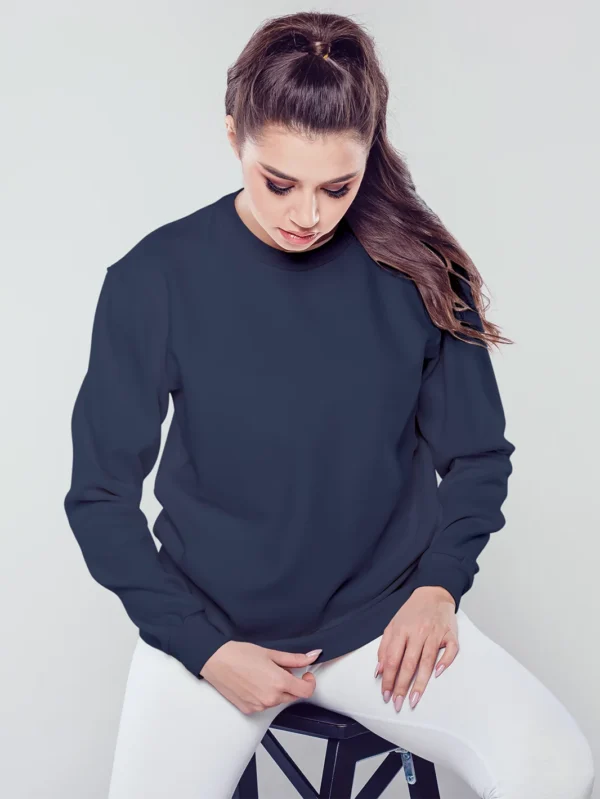 Women’s Solid Navy Blue Sweatshirt - Image 1