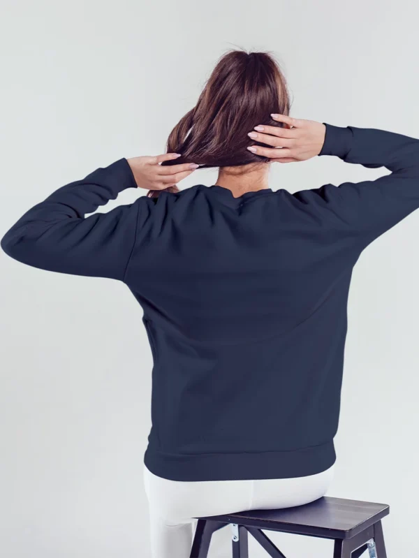 Women’s Solid Navy Blue Sweatshirt - Image 3