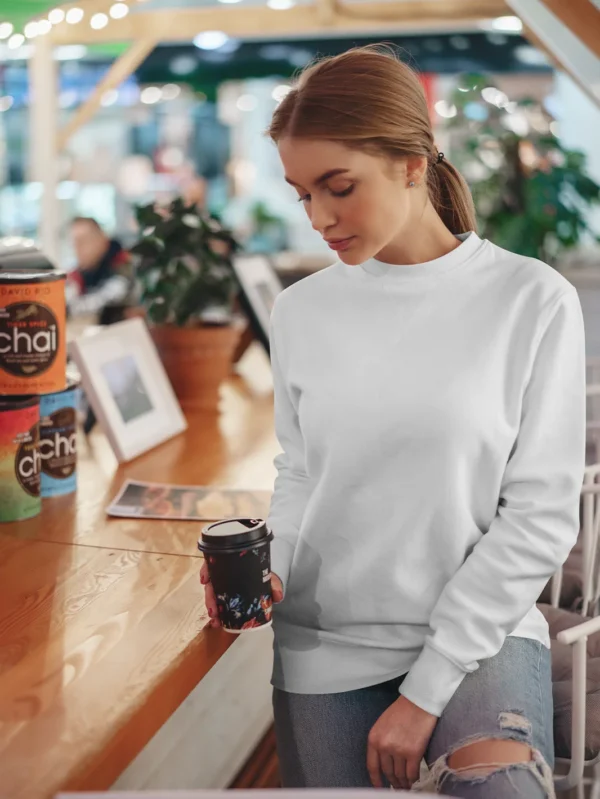 Women’s Solid white Sweatshirt - Image 1