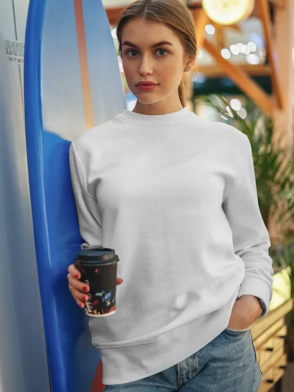 Women’s Solid white Sweatshirt - Image 3