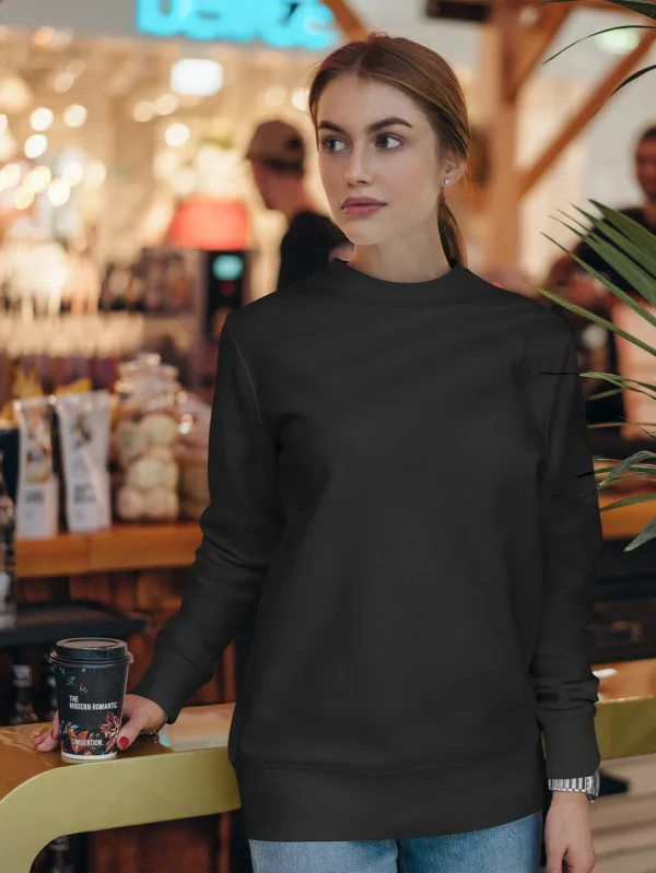 Women’s Solid Black Sweatshirt - Image 2