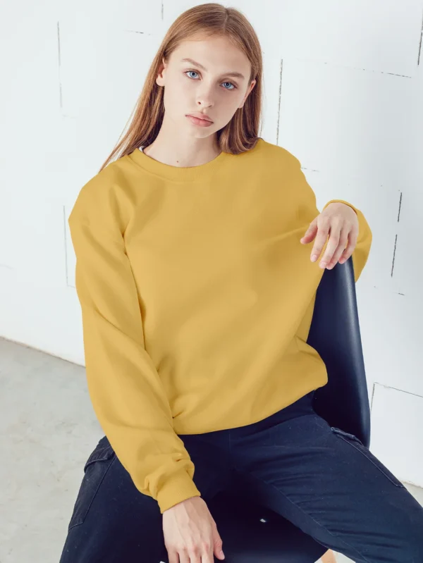 Women’s Solid Yellow Sweatshirt - Image 1