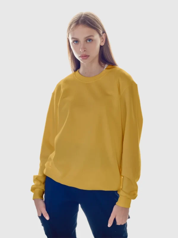 Women’s Solid Yellow Sweatshirt - Image 2