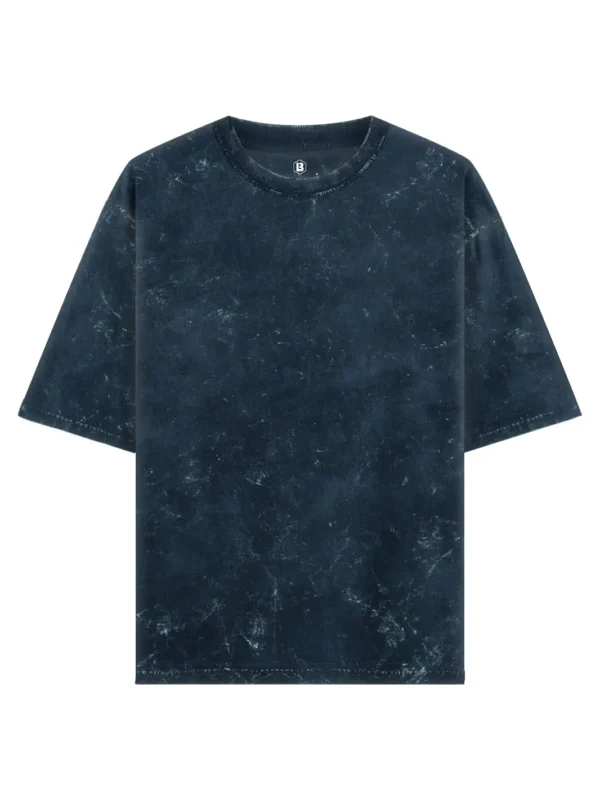 Navy Blue Acid Wash Oversized T-shirt - Image 1