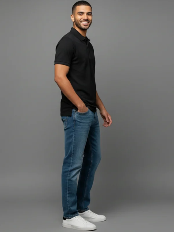 Men’s Black Polo T-shirt - Image 2