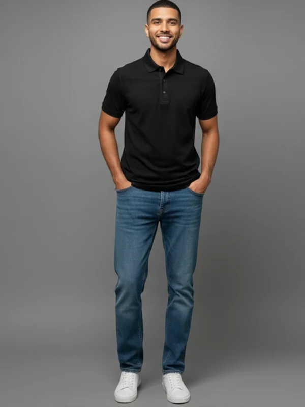 Men’s Black Polo T-shirt - Image 3
