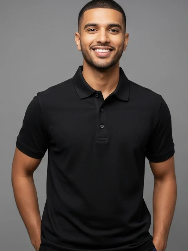 Men’s Black Polo T-shirt - Image 5
