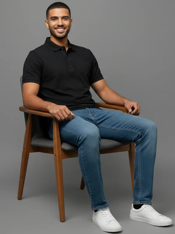 Men’s Black Polo T-shirt - Image 1