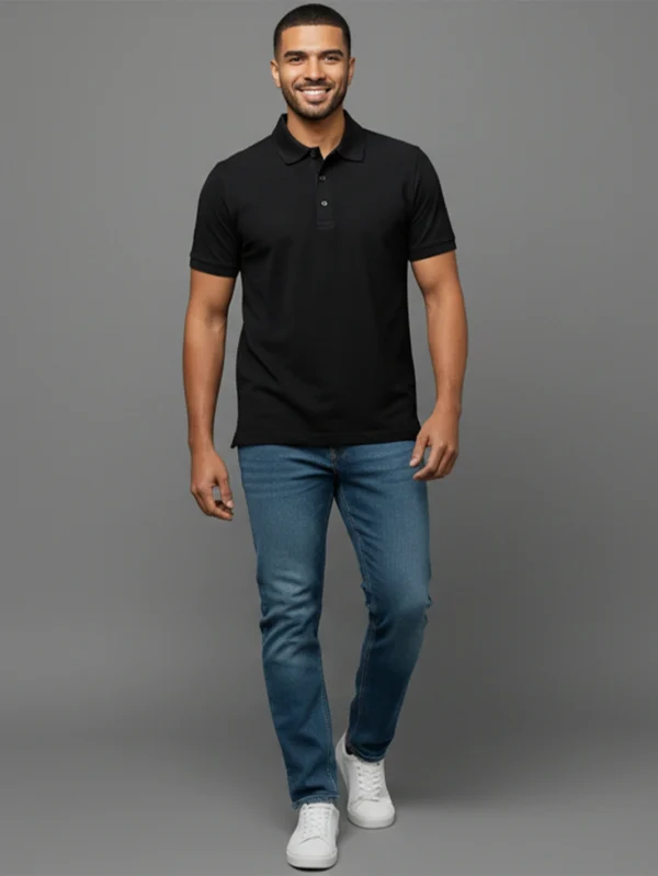 Men’s Black Polo T-shirt - Image 4