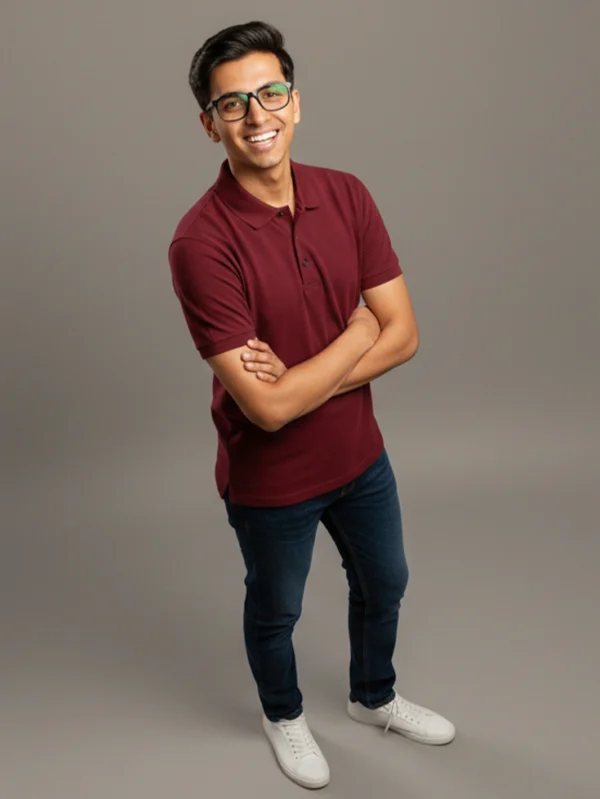 Men’s Maroon Polo T-shirt - Image 4