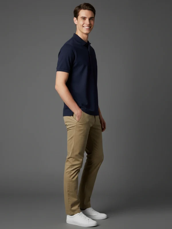 Men’s Navy Blue Polo T-shirt - Image 2