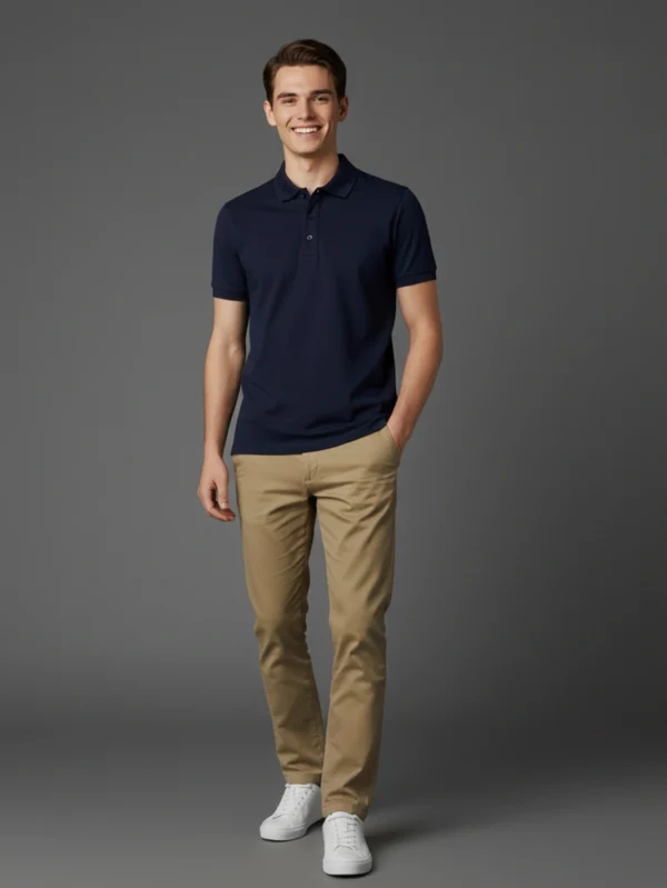 Men’s Navy Blue Polo T-shirt - Image 4