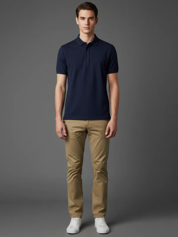 Men’s Navy Blue Polo T-shirt - Image 3