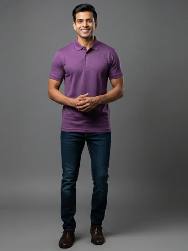 Men’s Purple Polo T-shirt - Image 4