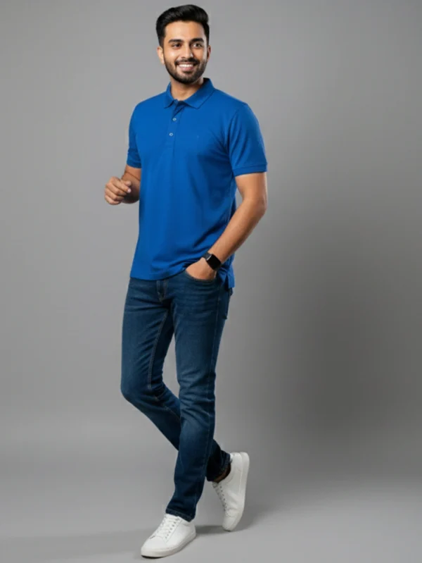 Men’s Royal Blue Polo T-shirt - Image 4