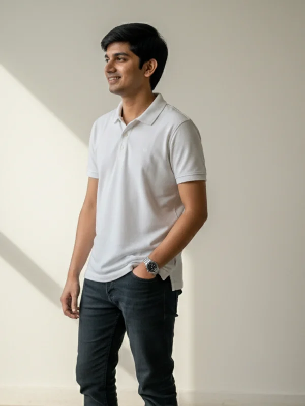 Men’s White Polo T-shirt - Image 2