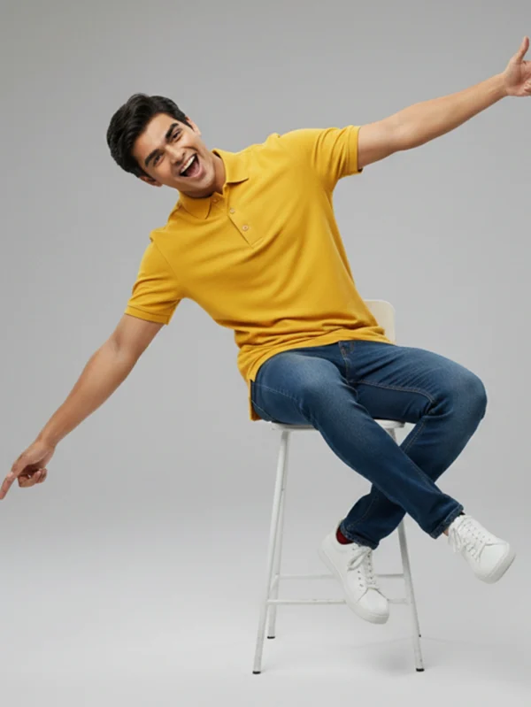 Men’s Mustard Yellow Polo T-shirt - Image 2