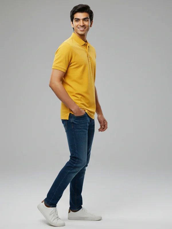 Men’s Mustard Yellow Polo T-shirt - Image 4