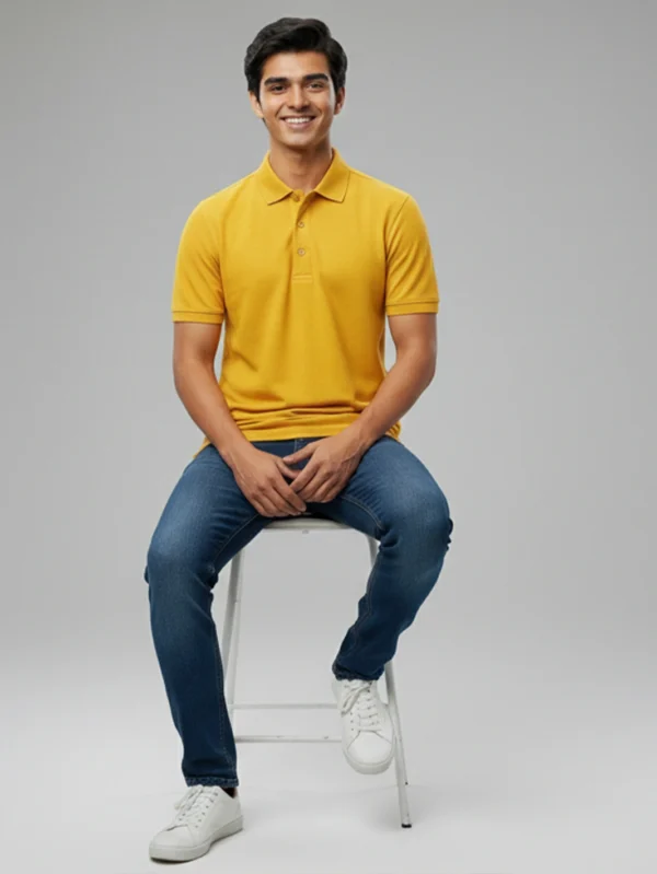 Men’s Mustard Yellow Polo T-shirt - Image 1