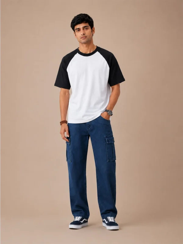 Black White Oversized Raglan T-Shirt - Image 1