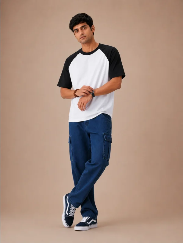 Black White Oversized Raglan T-Shirt - Image 2