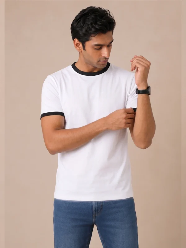 Classic Black & white Ringer T-shirt - Image 1
