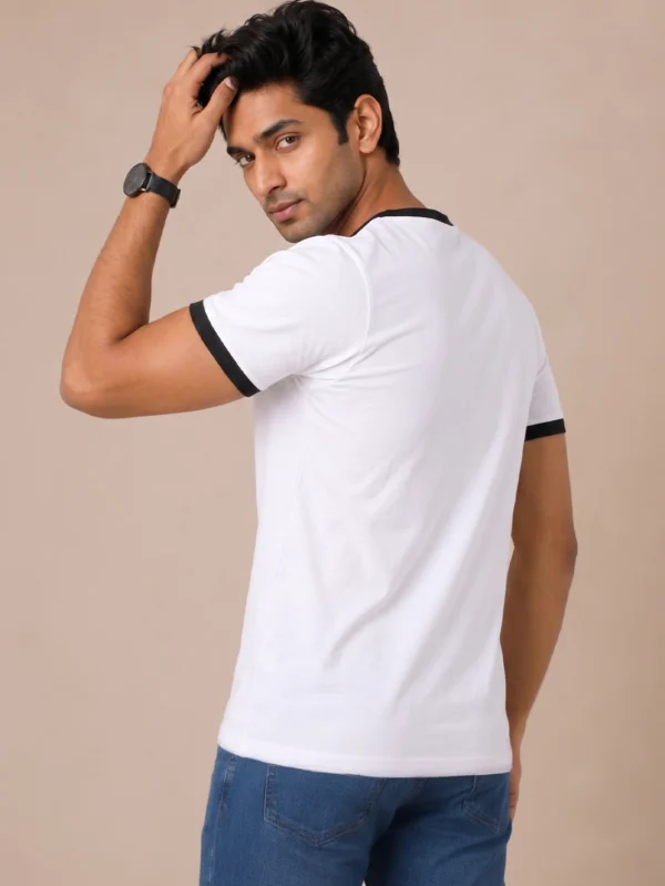 Classic Black & white Ringer T-shirt - Image 2