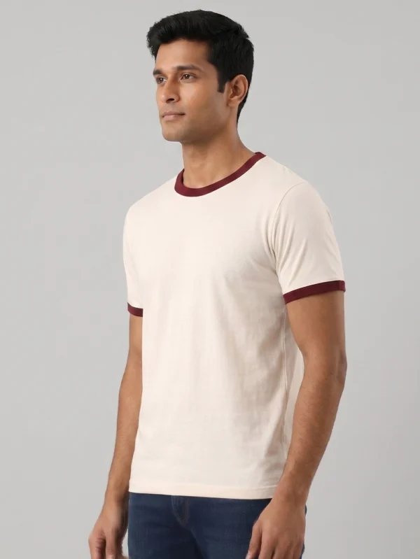 Classic Maroon & Off White Ringer T-shirt - Image 5