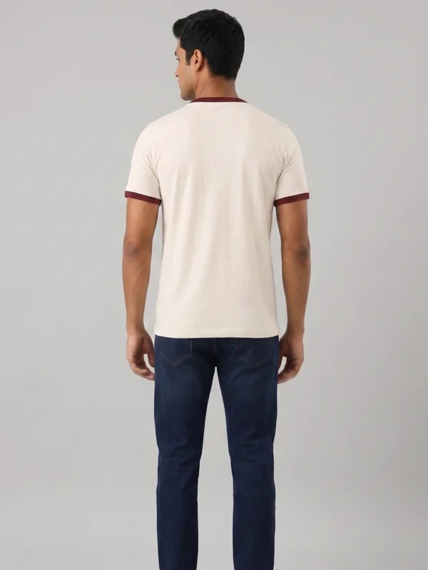 Classic Maroon & Off White Ringer T-shirt - Image 4