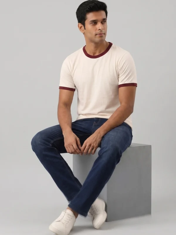 Classic Maroon & Off White Ringer T-shirt