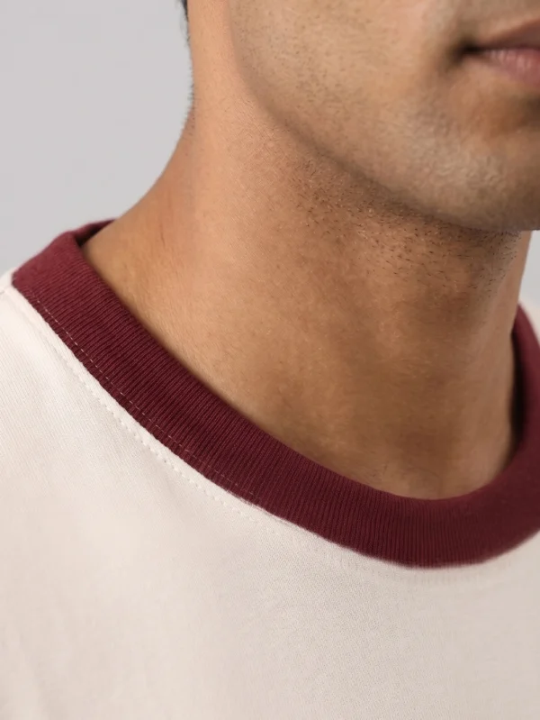 Classic Maroon & Off White Ringer T-shirt - Image 6