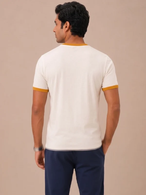 Classic Mustard & Off White Ringer T-shirt - Image 3