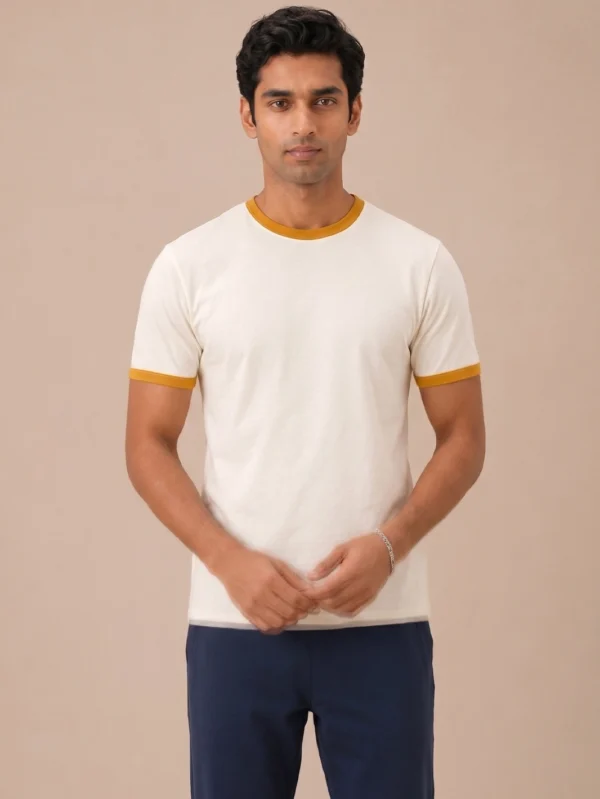 Classic Mustard & Off White Ringer T-shirt - Image 5