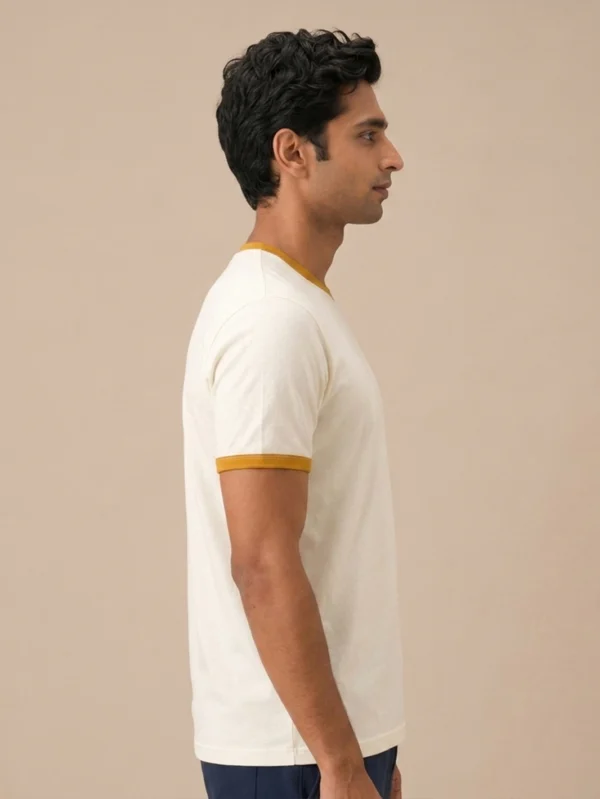 Classic Mustard & Off White Ringer T-shirt - Image 2