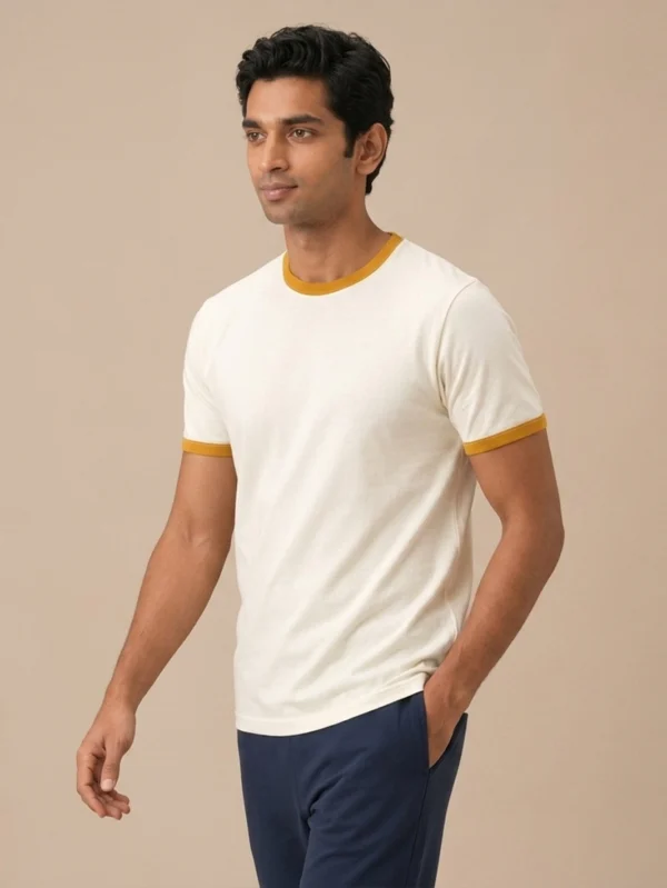 Classic Mustard & Off White Ringer T-shirt - Image 1