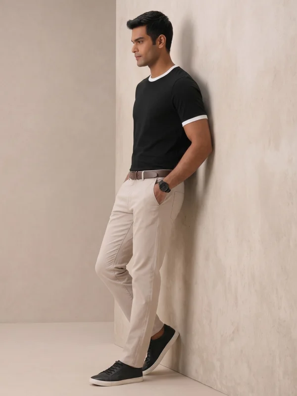 Classic White & Black Ringer T-shirt - Image 4