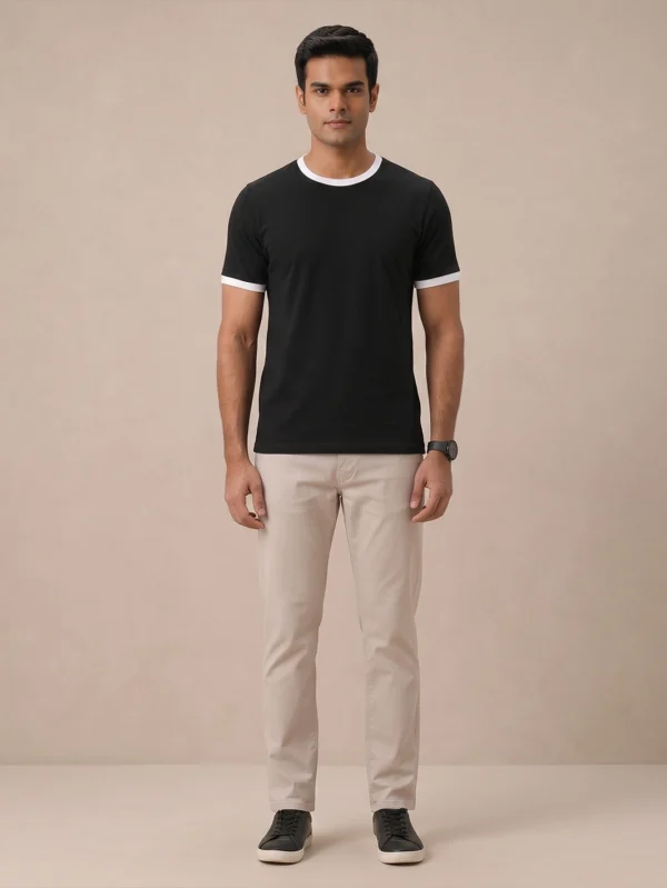 Classic White & Black Ringer T-shirt - Image 1