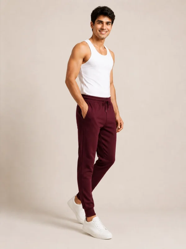 Men's Maroon Joggers - Image 2