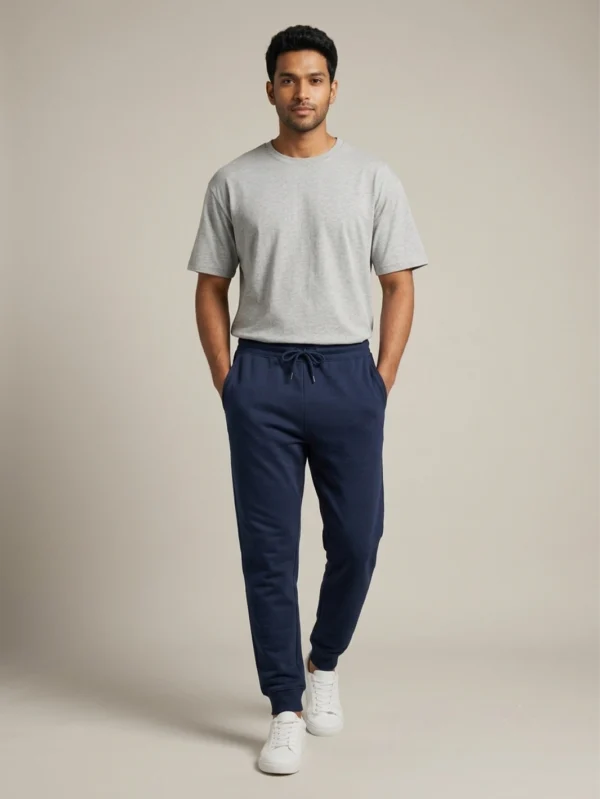 Men's Navy Blue Joggers - Image 1
