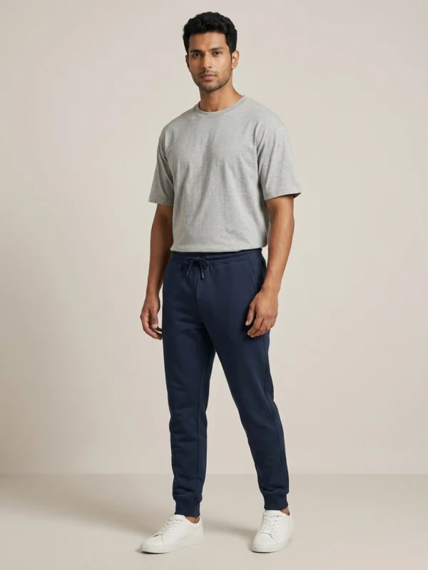 Men's Navy Blue Joggers - Image 2